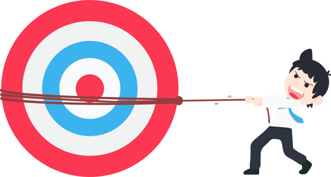 SD Business Man pulling a giant target set for your business png
