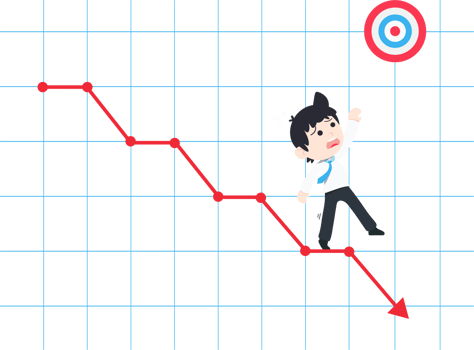SD Business Man Trying to grab the goal On the falling graph png
