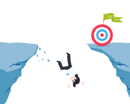 SD Business Man falling down and not reaching the target set png