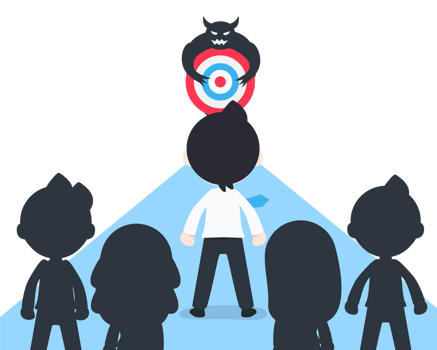 SD Business Man And Team Ready to fight Devil holding a target To achieve the goal png