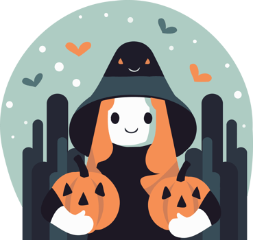Hand Drawn Halloween cute witch in flat style png