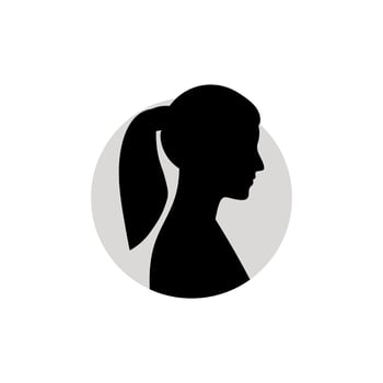 Silhouette of a female head. Vector illustration on white background.