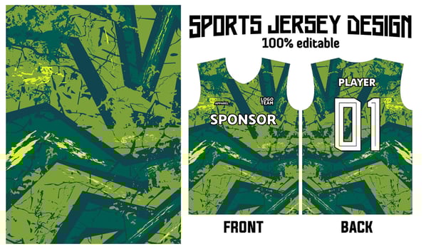 jersey design for sport uniform with abstract green pattern vector