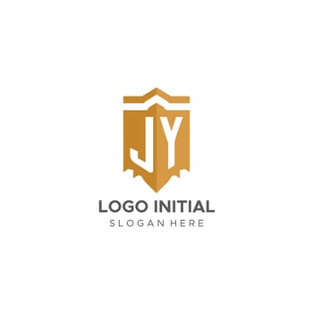Monogram JY logo with shield geometric shape, elegant luxury initial logo design vector