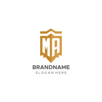 Monogram MA logo with shield geometric shape, elegant luxury initial logo design vector
