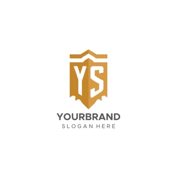 Monogram YS logo with shield geometric shape, elegant luxury initial logo design vector
