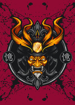 Samurai head oni demon mask mascot logo vector