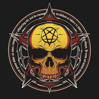Skull with star logo design illustration vector