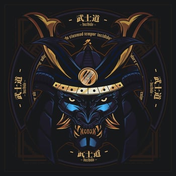 Samurai head emblem logo design vector