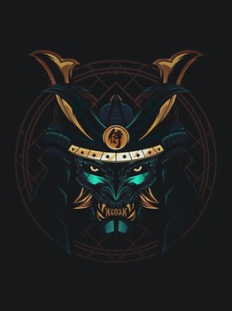 Samurai Warrior Head Vector Illustration