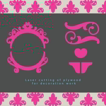 Set of pink labels dicut, Vintage style. vector