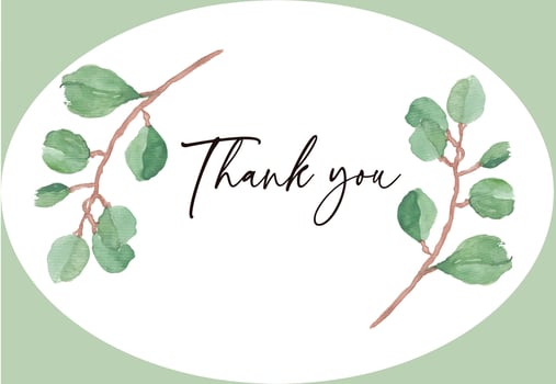 Elegant Framed Eucalyptus Greenery Thank you Card Gorizontal Vector