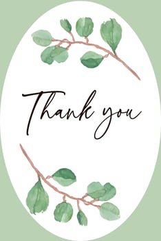 Elegant Framed Eucalyptus Greenery Thank you Card Vertical vector