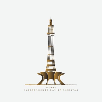Happy independence day of pakistan with minar e pakistan illustration vector