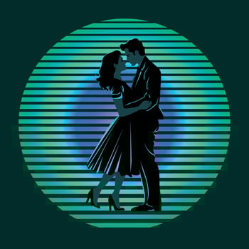 Couple in love in retro style vector illustration