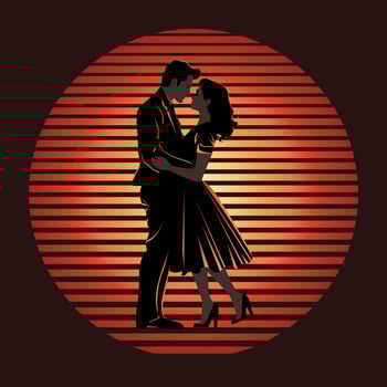 Couple in love in retro style vector illustration