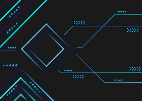 Hi-tech with a square shape and line on black abstract background.  Futuristic communication and connection concept. cyberspace, and digital innovation. vector