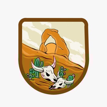 illustration vector of bull skull, utah scenery, perfect for print, apparel, etc