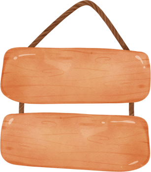 Watercolor illustration of wooden sign board. png