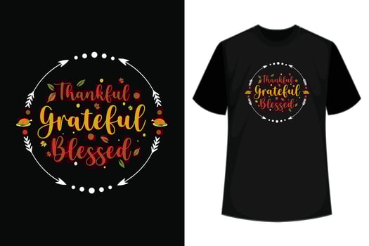 Grateful Thankful Blessed Thanksgiving T-Shirt vector