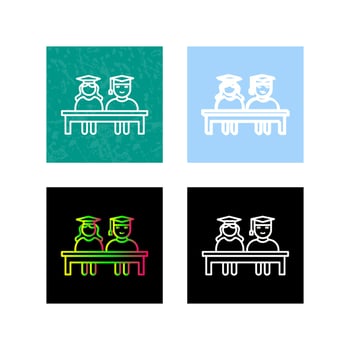 Unique Students Sitting Vector Icon