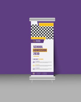 Creative Back to School Roll Up Banner Design Template vector