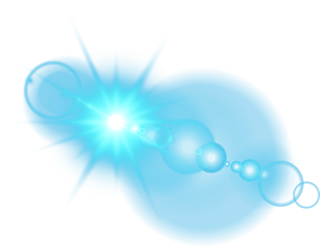 Blue Sun rays with beams and glare isolated on transparent background. Lens flare light effect. png