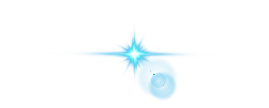 Blue Sun rays with beams and glare isolated on transparent background. Lens flare light effect. png