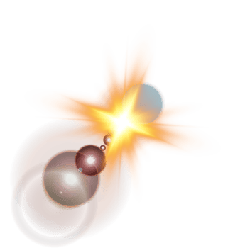 Yellow Sun rays with beams and glare isolated on transparent background. Lens flare light effect. png