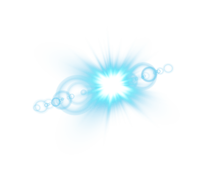 Blue Sun rays with beams and glare isolated on transparent background. Lens flare light effect. png