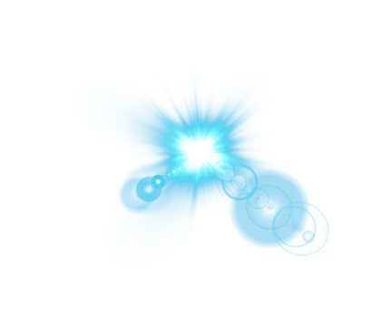 Blue Sun rays with beams and glare isolated on transparent background. Lens flare light effect. png