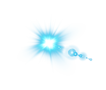 Blue Sun rays with beams and glare isolated on transparent background. Lens flare light effect. png