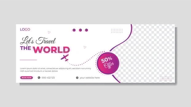 Travel timeline cover design and web banner template for travel agency. vector