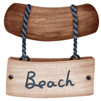 Wooden beach sign png