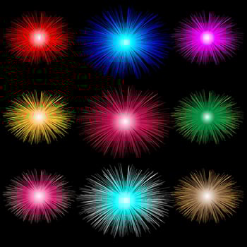 Pack of star pattern sun explosion burst blast fire floral design color texture vector eps mandala