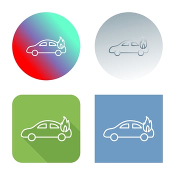 Unique Car on Fire Vector Icon