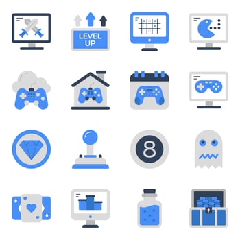 Pack of Computer Games Flat Icons vector