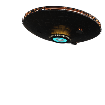 Unidentified flying object on the transparent background, 3d render png