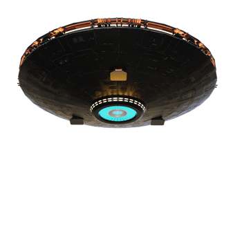 Unidentified flying object on the transparent background, 3d render png