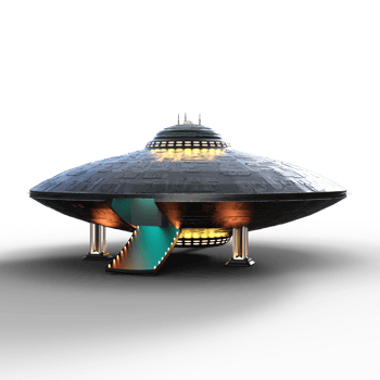 Unidentified flying object on the transparent background, 3d render png