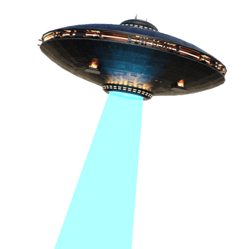 Unidentified flying object on the transparent background, 3d render png