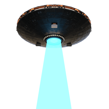 Unidentified flying object on the transparent background, 3d render png