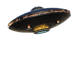 Unidentified flying object on the transparent background, 3d render png