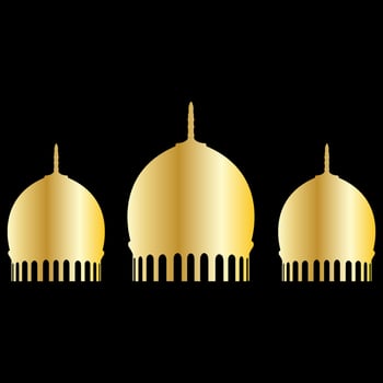 Beautiful Islamic Dome in Golden Gradient Masjid Palace Mosque Holy Place Monument Worship vector