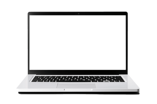 Laptop with blank screen isolate on transparent background png