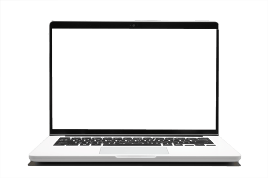 Laptop with blank screen isolate on transparent background png