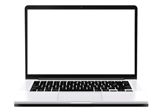 Laptop with blank screen isolate on transparent background png