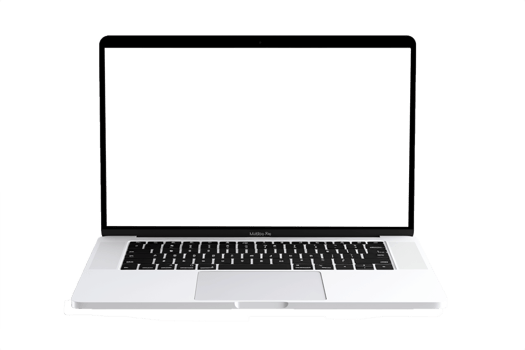 Laptop with blank screen isolate on transparent background png