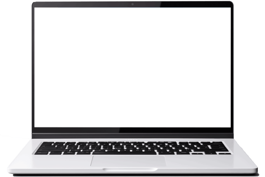 Laptop with blank screen isolate on transparent background png