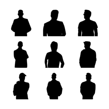 a man black silhouette pack pose figure vector